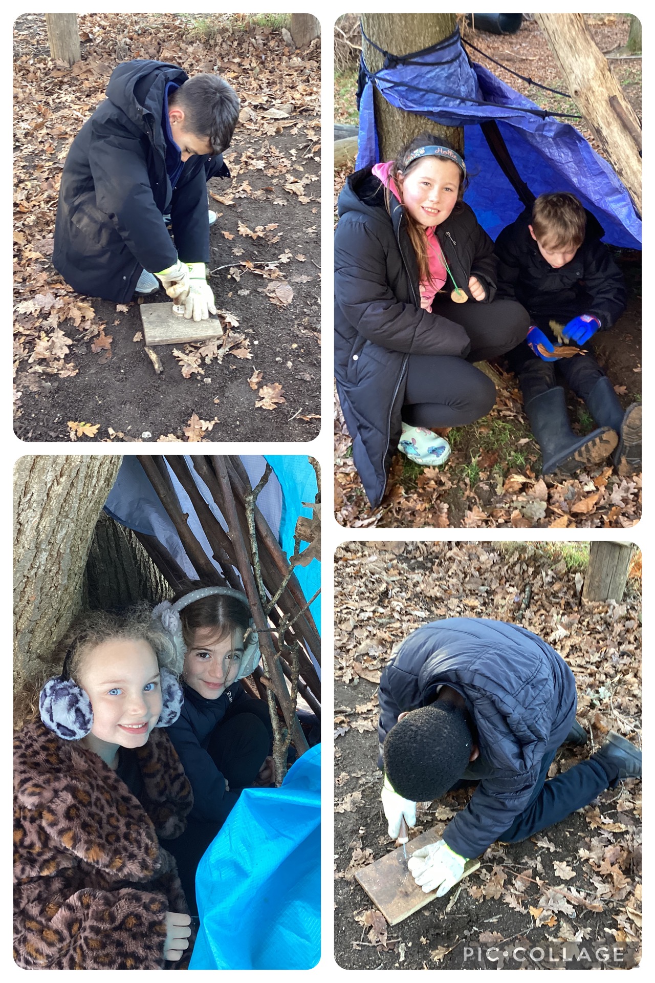 YR4 - We worked on our tool use skills today, drilling wooden disks using palm drills and adding natural designs to them. Some great den building again today.