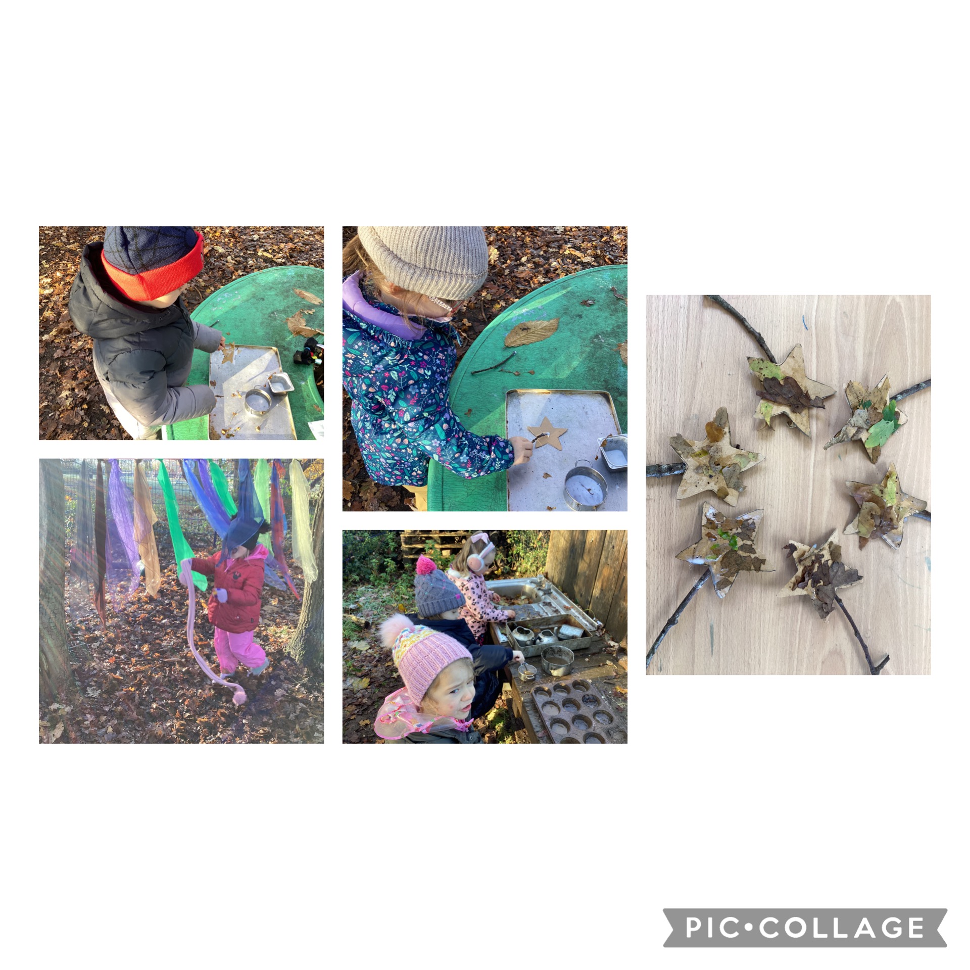 Small Blues enjoyed lots of balancing on the rope line, making leaf collage magic wands and playing games