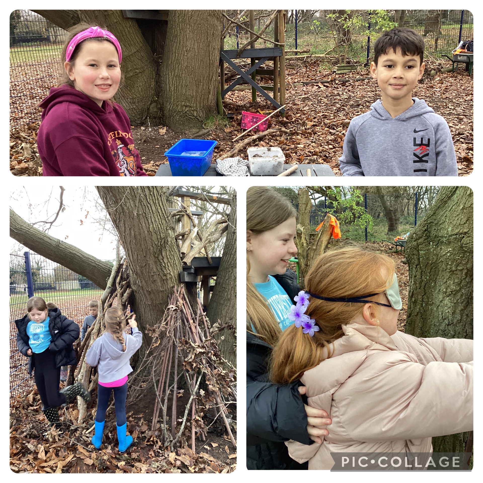 Year 4 - Over the last few weeks many of the children have been enjoying tree climbing and den building with sticks, Today's session was all about trees. We played a game called 'meet a tree' we made tree spirits from clay and planted hedgerow saplings.
