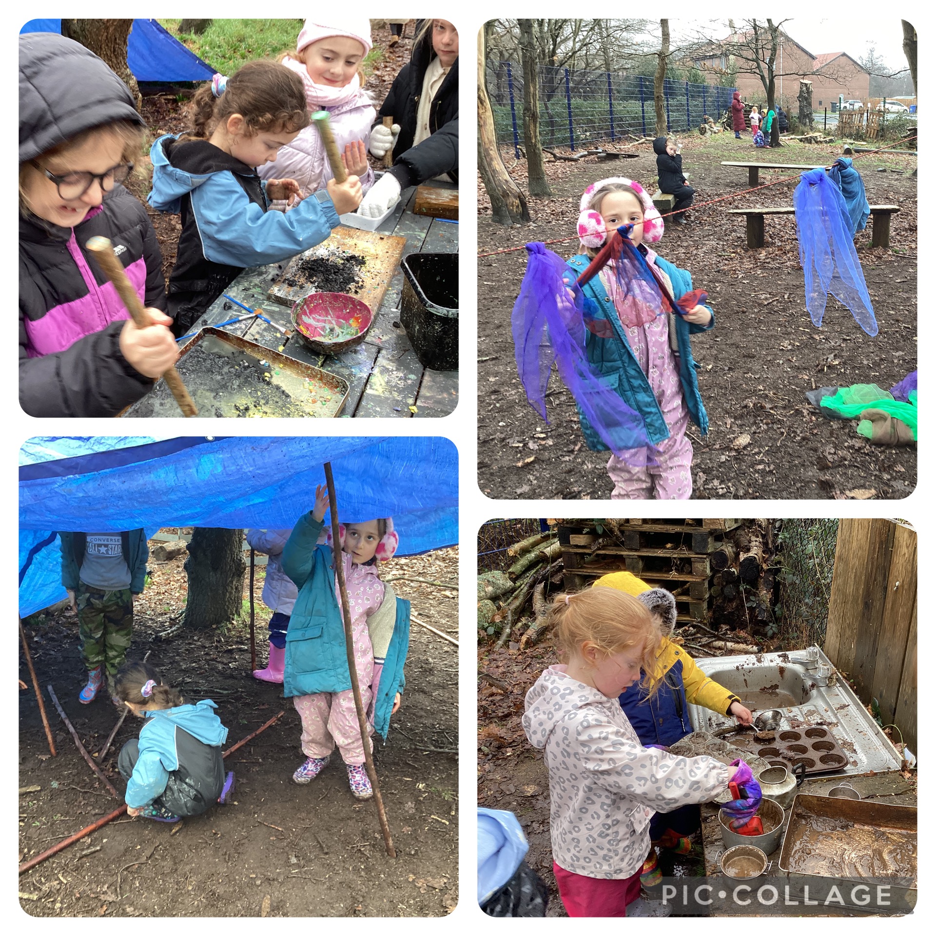 Holly Blues built a giant shelter and enjoyed playing lots of games.