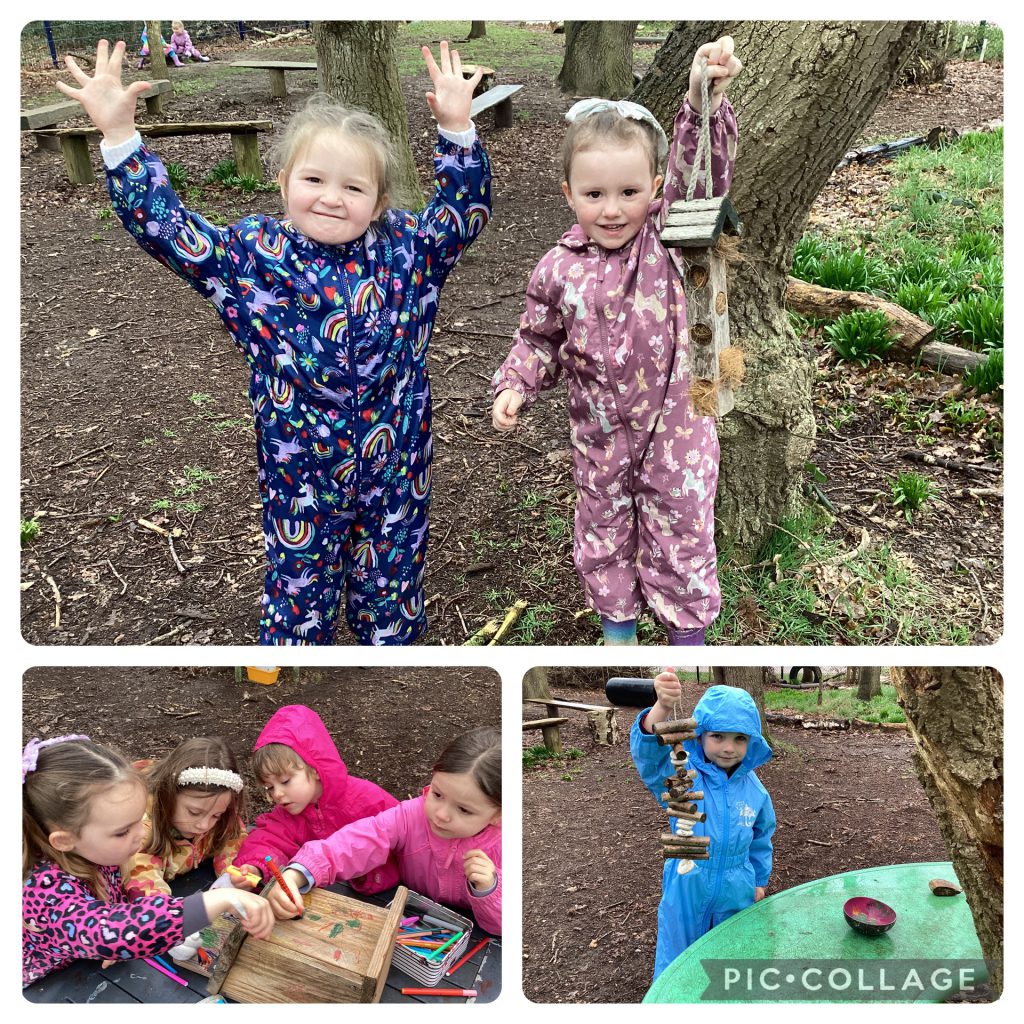 SB 27.2.26 - Today we enjoyed making a nest resource station (for the birds), we decorated a bird box and did some threading with natural resources.