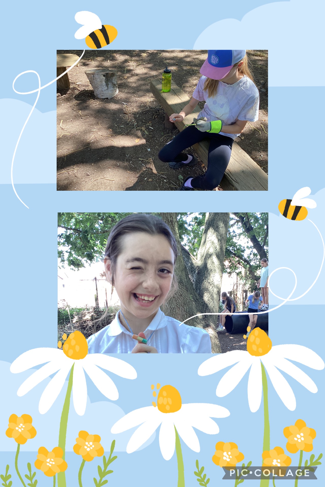 YR6 10.7.26 Today we were developing our tool use skills, whittling with peelers to create elder beads. The mud kitchen was popular as was the tunnel.